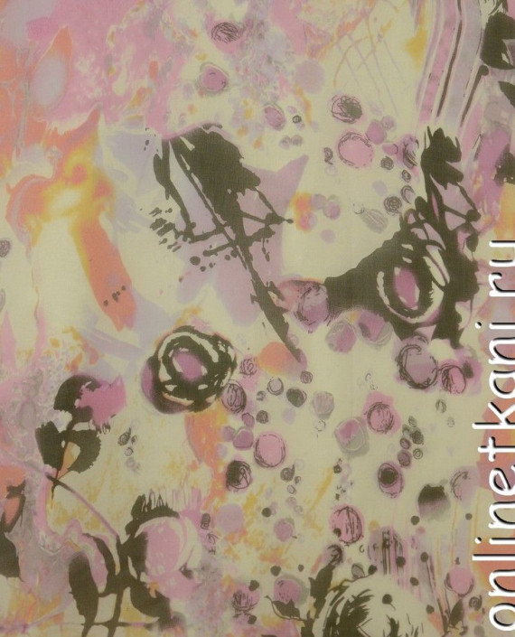 Ткань Шелк Шифон Набивной "Баодин" 0297 цвет разноцветный абстрактный картинка