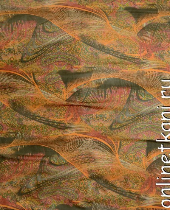 Ткань Шелк Шифон Набивной "Аньян" 0298 цвет разноцветный абстрактный картинка 1