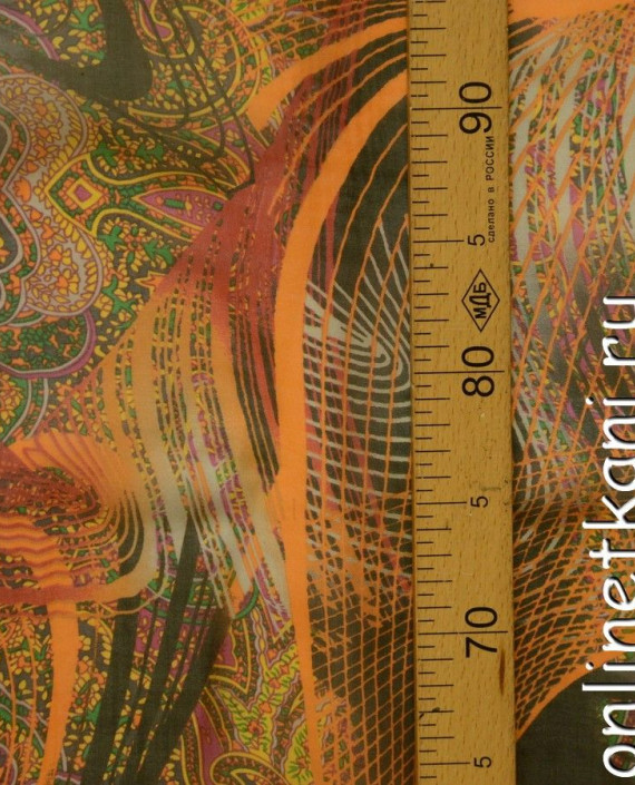 Ткань Шелк Шифон Набивной "Аньян" 0298 цвет разноцветный абстрактный картинка 2