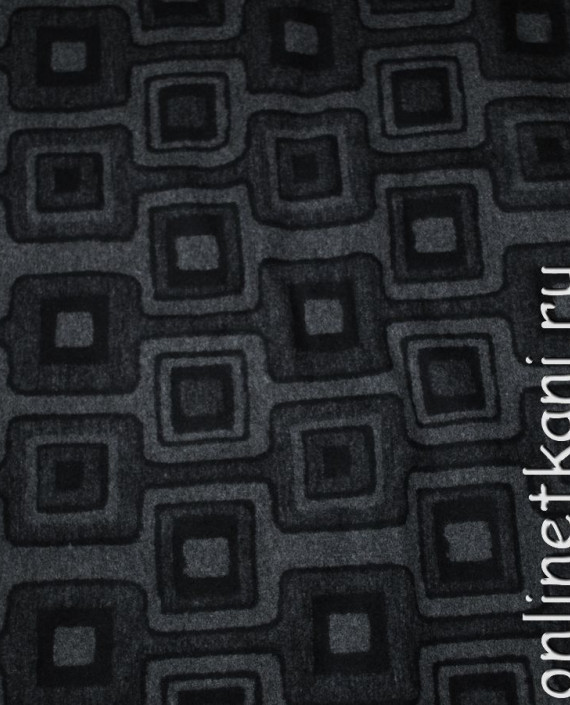 Ткань шерсть "Серые квадраты" 041 цвет серый геометрический картинка 2