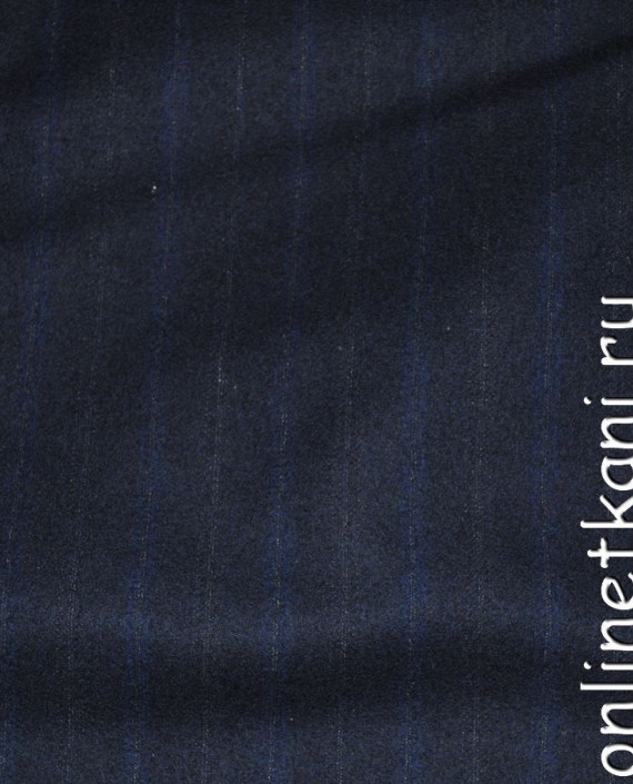 Ткань шерсть "Безлунная ночь" 019 цвет синий в полоску картинка 2