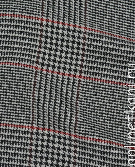 Ткань Шерсть Костюмная "Делфина" 150 цвет серый в клетку картинка 3