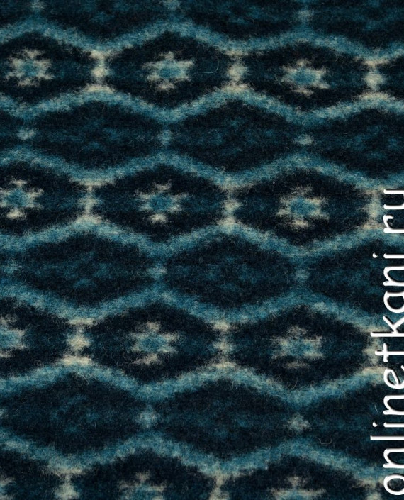 Ткань Пальтовая 394 цвет синий абстрактный картинка