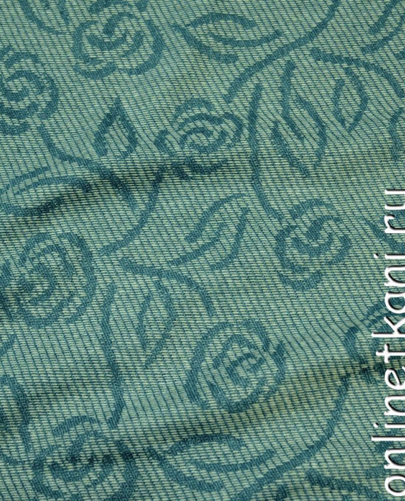 Ткань Костюмная 404 цвет зеленый цветочный картинка