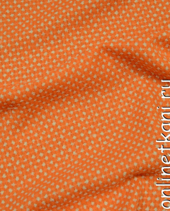 Ткань Костюмная 415 цвет оранжевый в горошек картинка