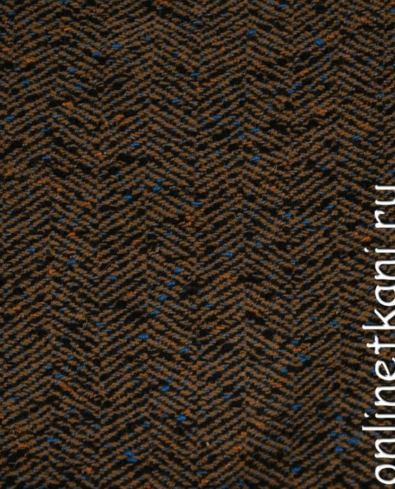 Ткань Шерсть Пальтовая 580 цвет коричневый геометрический картинка