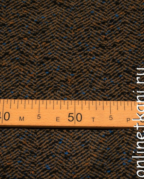 Ткань Шерсть Пальтовая 580 цвет коричневый геометрический картинка 2