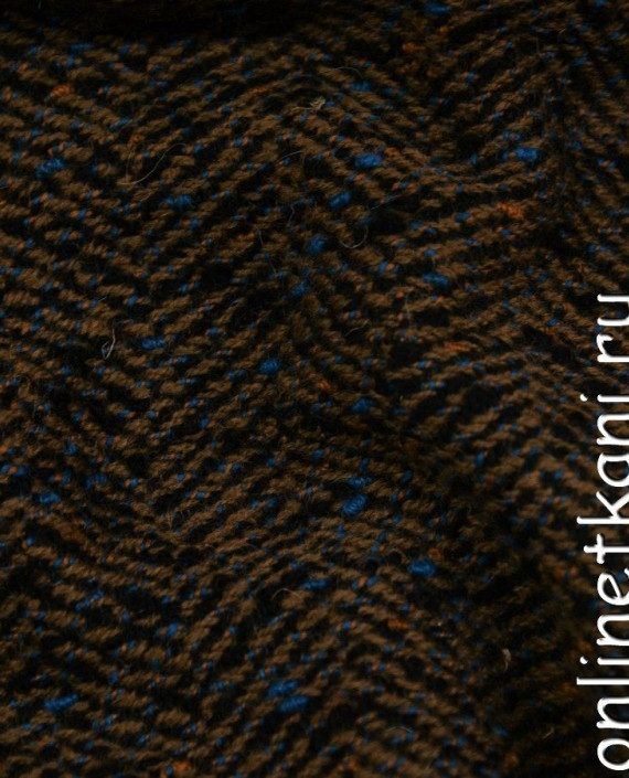 Ткань Шерсть Пальтовая 580 цвет коричневый геометрический картинка 1