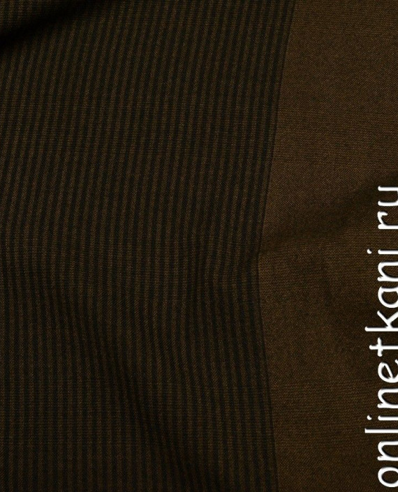 Ткань Шерсть Костюмная 642 цвет коричневый в полоску картинка