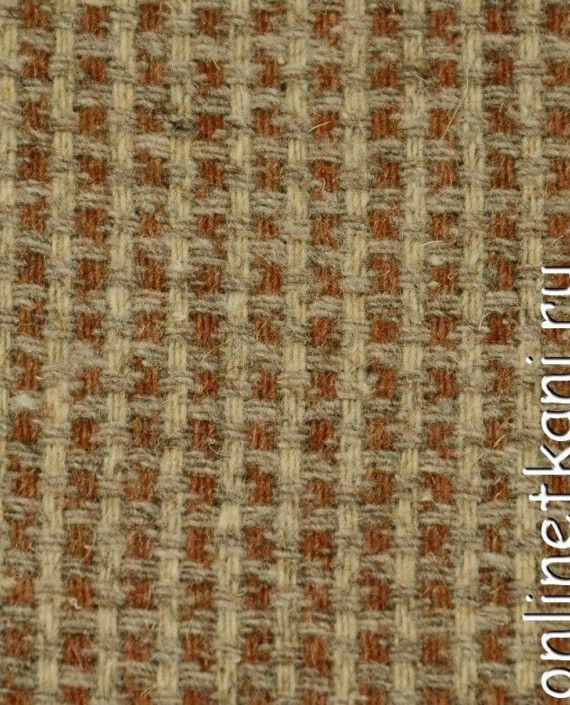 Ткань Шерсть Костюмная 676 цвет коричневый в клетку картинка