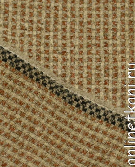 Ткань Шерсть Костюмная 676 цвет коричневый в клетку картинка 1