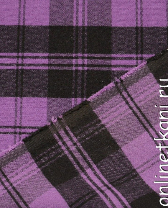 Ткань Шерсть Пальтовая 686 цвет фиолетовый гусиная лапка картинка 2
