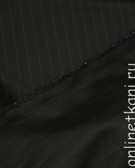 Ткань Шерсть Костюмная 756 цвет черный в полоску картинка 2