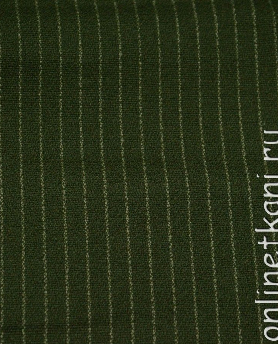 Ткань Шерсть Костюмная 765 цвет зеленый в полоску картинка