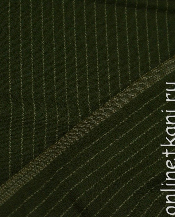 Ткань Шерсть Костюмная 765 цвет зеленый в полоску картинка 2
