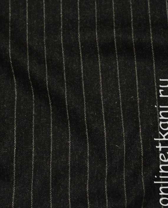 Ткань Шерсть Костюмная 851 цвет черный в полоску картинка