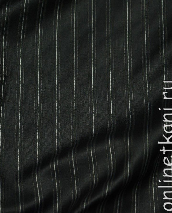 Ткань Шерсть Костюмная 852 цвет черный в полоску картинка