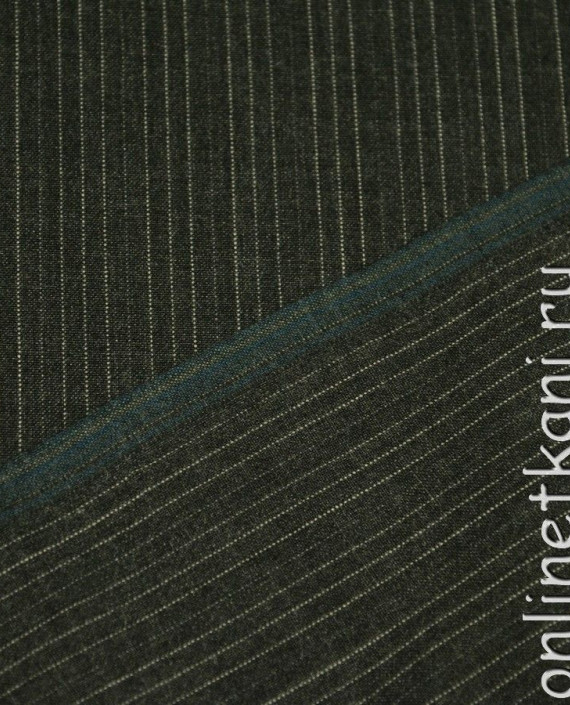 Ткань Шерсть Костюмная 895 цвет серый в полоску картинка 1