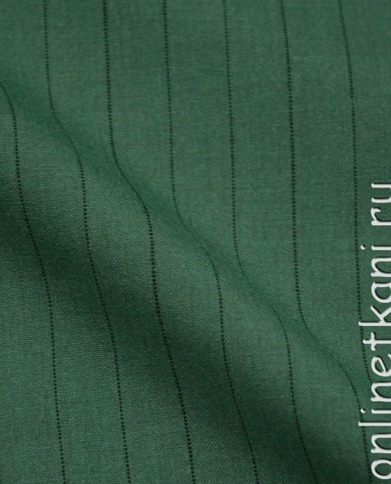 Ткань Шерсть Костюмная 919 цвет зеленый в полоску картинка