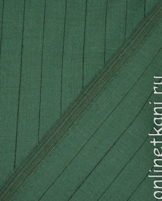 Ткань Шерсть Костюмная 919 цвет зеленый в полоску картинка 2
