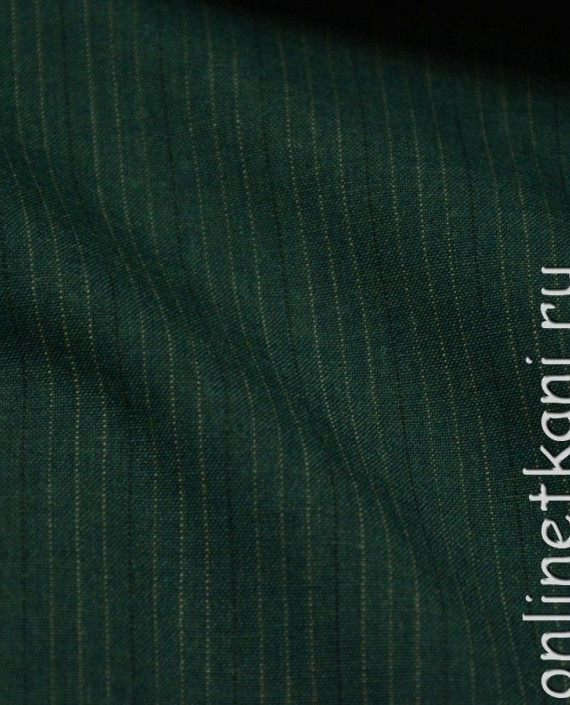 Ткань Шерсть Костюмная 948 цвет зеленый в полоску картинка