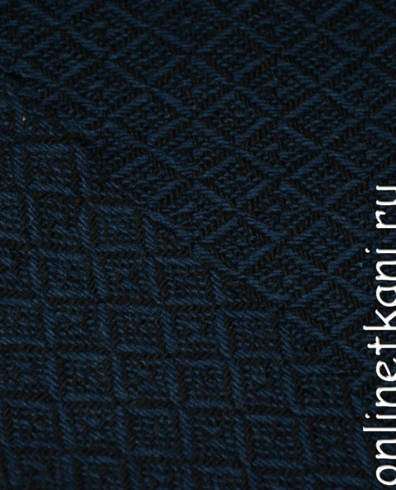 Ткань Пальтовая 1015 цвет синий геометрический картинка 1