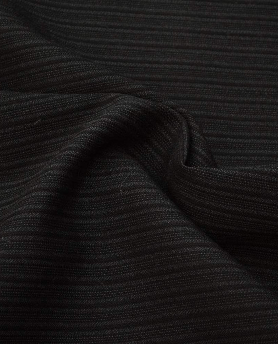 Ткань Шерсть Костюмная 1320 цвет черный в полоску картинка