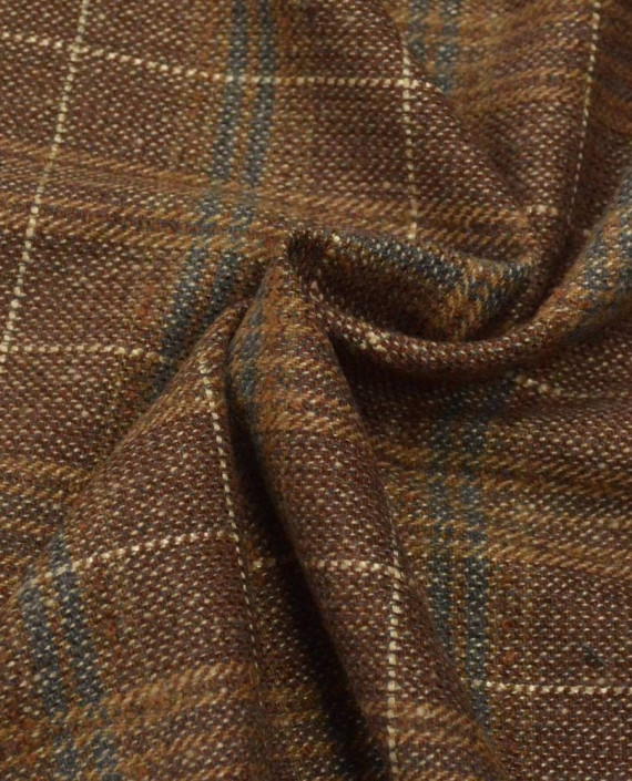 Ткань Шерсть Костюмно-пальтовая 1357 цвет коричневый в клетку картинка
