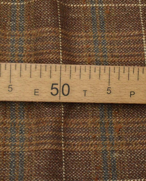 Ткань Шерсть Костюмно-пальтовая 1357 цвет коричневый в клетку картинка 2