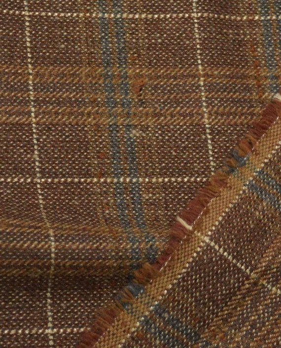 Ткань Шерсть Костюмно-пальтовая 1357 цвет коричневый в клетку картинка 1