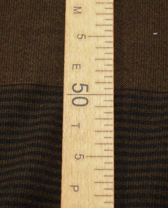 Ткань Шерсть Костюмно-пальтовая 1410 цвет коричневый в полоску картинка 2
