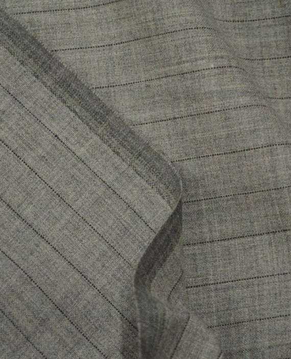 Ткань Шерсть Костюмная 1486 цвет серый в полоску картинка 1
