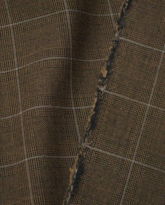 Ткань Шерсть Костюмная 1559 цвет коричневый в клетку картинка 1