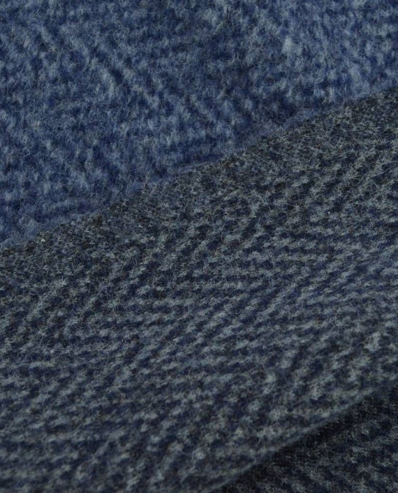 Ткань Шерсть Пальтовая 1628 цвет синий геометрический картинка 1