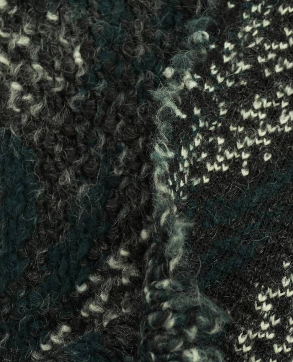 Ткань Шерсть Пальтовая 1635 цвет зеленый геометрический картинка 1