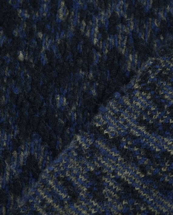 Ткань Шерсть Пальтовая 1639 цвет синий геометрический картинка 2