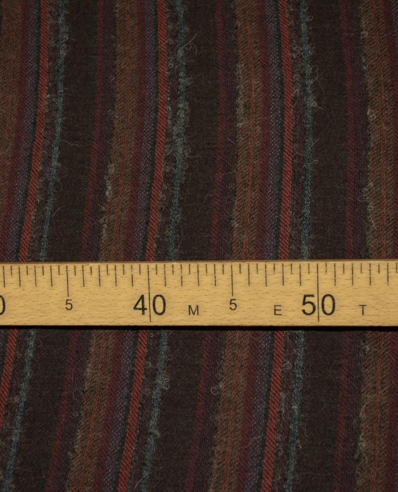Ткань Шерсть Костюмная 1685 цвет коричневый в полоску картинка 1