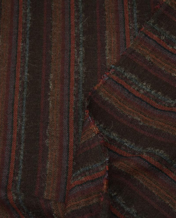 Ткань Шерсть Костюмная 1685 цвет коричневый в полоску картинка 2
