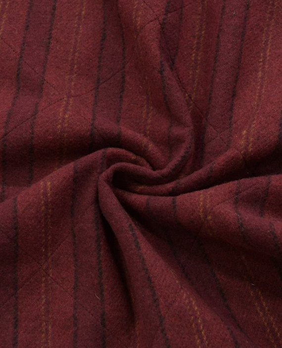 Ткань Шерсть Пальтовая Стеганая 1692 цвет бордовый в полоску картинка