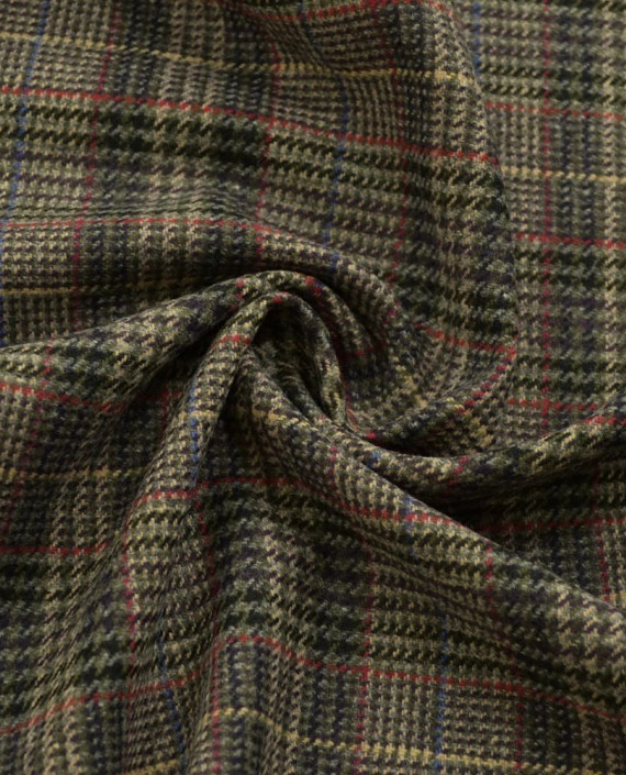 Ткань Шерсть Костюмно-пальтовая 1696 цвет коричневый в клетку картинка