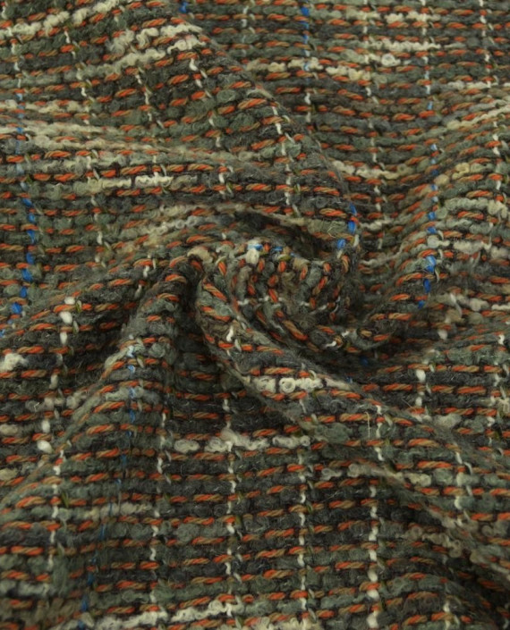 Ткань Шерсть Пальтовая 1774 цвет хаки в клетку картинка
