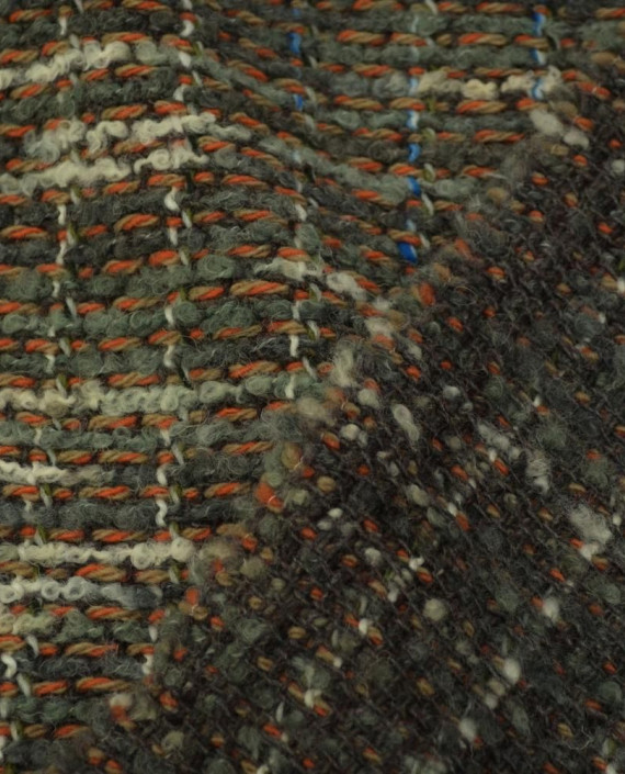 Ткань Шерсть Пальтовая 1774 цвет хаки в клетку картинка 2
