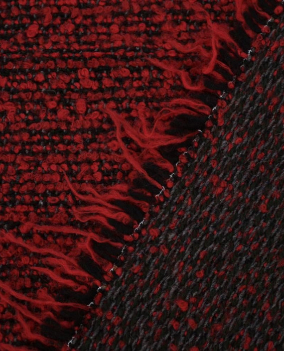 Ткань Шерсть Пальтовая 1779 цвет бордовый в клетку картинка 2