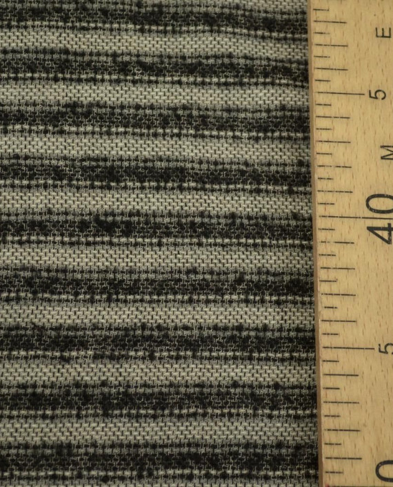 Ткань Шерсть Костюмная 1885 цвет серый в полоску картинка 1