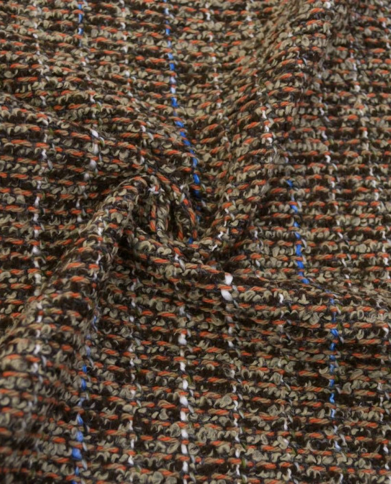 Ткань Шерсть Пальтовая 1898 цвет коричневый в полоску картинка