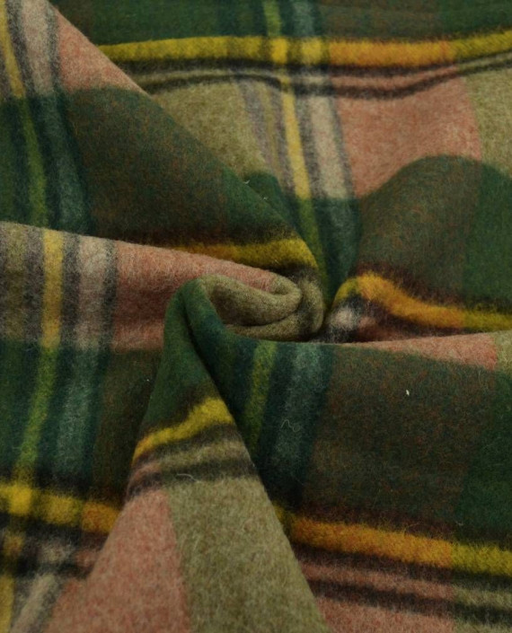 Ткань Шерсть Пальтовая 1919 цвет зеленый клетка картинка