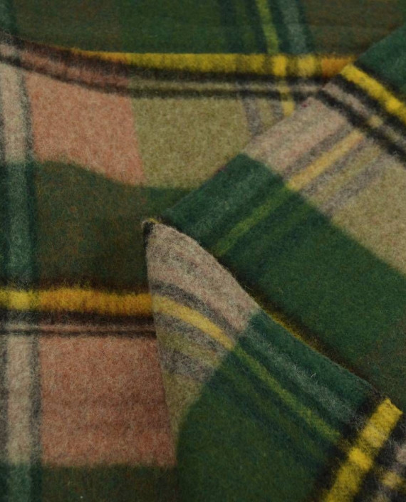 Ткань Шерсть Пальтовая 1919 цвет зеленый клетка картинка 2