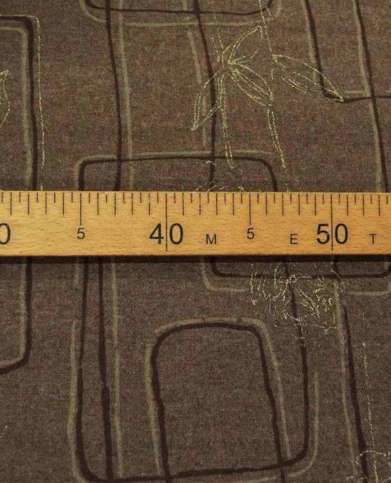 Ткань Шерсть Пальтовая 1975 цвет коричневый геометрический картинка 2