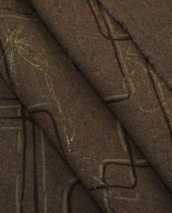Ткань Шерсть Пальтовая 1975 цвет коричневый геометрический картинка 1