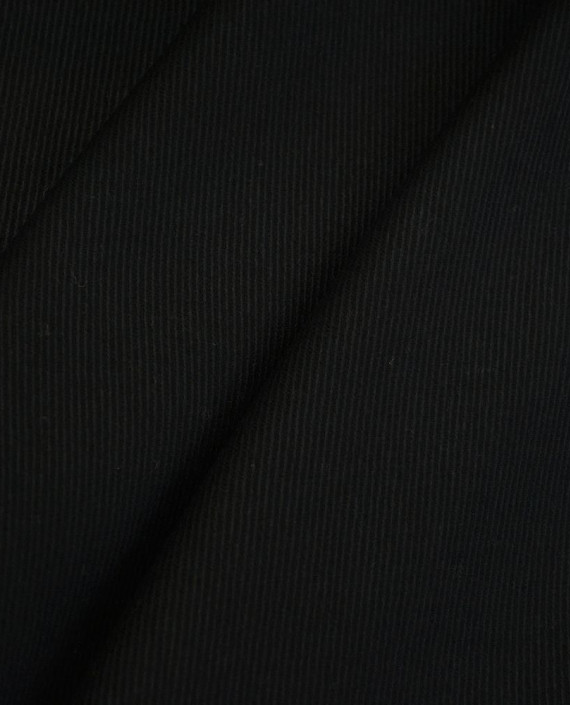 Ткань Шерсть Костюмная 2052 цвет черный полоска картинка 1